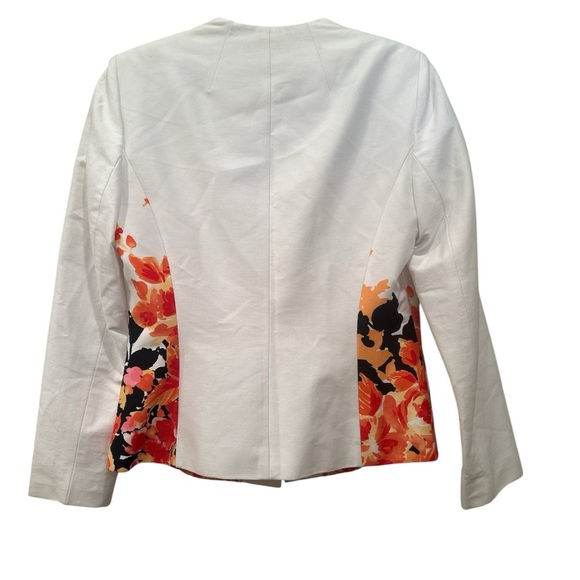 NWT Tahari Arthur Levine White & Floral Blazer Sz 8 Church Career Tailored - Picture 2 of 8